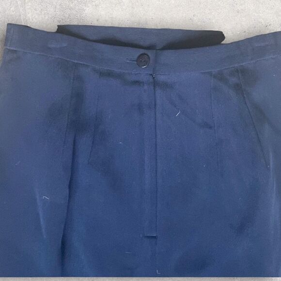 Travis Ayers | EUC Vintage Women’s 100% Silk Navy Blue Pencil Skirt Size 2P - Picture 9 of 10
